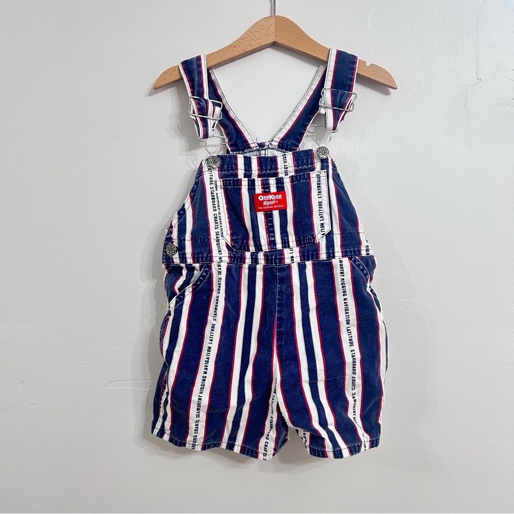 Vintage Oshkosh 3T nautical paper tag short overalls